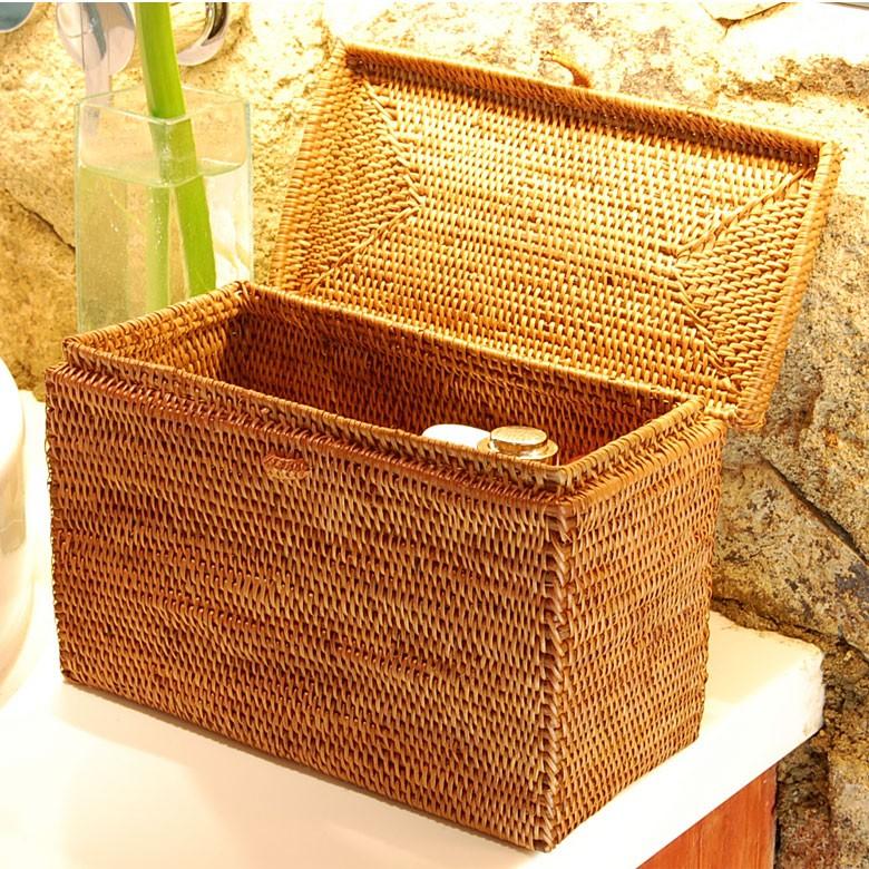 小物入れ フタ付き 収納 ケース かご バスケット バリ雑貨 アジアン