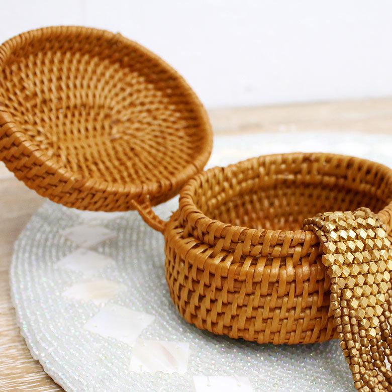 アジアン雑貨 アタ製楕円形のフタ付き小物入れミニケース アジア工房 2221 | ブランド登録なし | 03