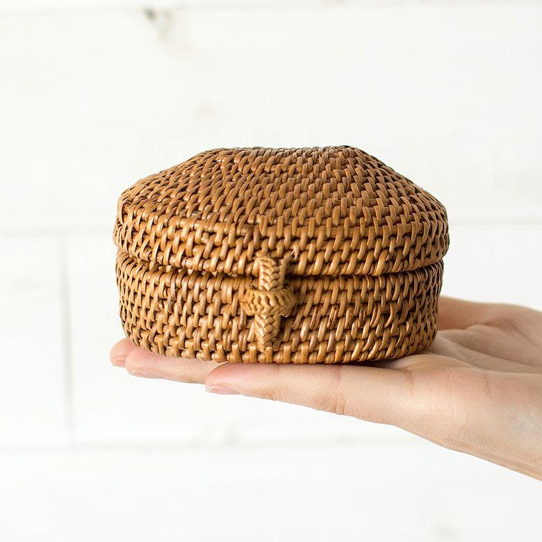 アジアン雑貨 アタ製楕円形のフタ付き小物入れミニケース アジア工房 2221 | ブランド登録なし | 04