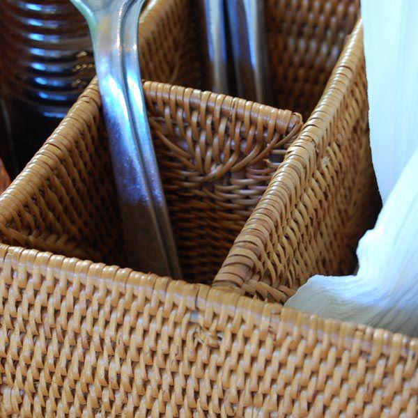 アジアン雑貨 アタで編まれたスクエア型スタンド4分割収納ケース Eタイプ アジア工房 | ブランド登録なし | 02