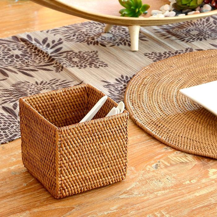 アタで編まれた四角い収納ボックス Aタイプ アジア工房 2411 | ブランド登録なし