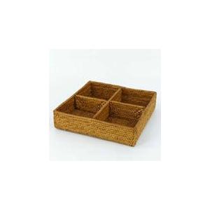 アジアン雑貨 アタ製4分割の四角い収納トレイ Hタイプ アジア工房 2418 | ブランド登録なし | 01
