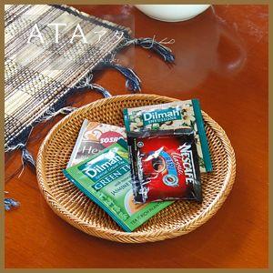 アジアン雑貨 ソーサーにもなるアタの丸いトレイ M アジア工房 2439 | ブランド登録なし