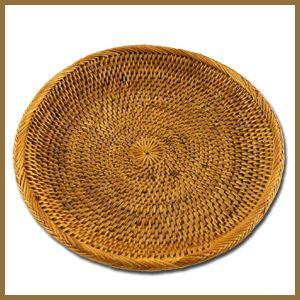 アジアン雑貨 ソーサーにもなるアタの丸いトレイ L アジア工房 2440 | ブランド登録なし | 02