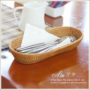 カトラリーケース カトラリースタンド 箸立て おしゃれ 小物 トレー 店舗 小物入れ 楕円形 アジアン バリ アタ 雑貨 アジア工房 2441 | ブランド登録なし