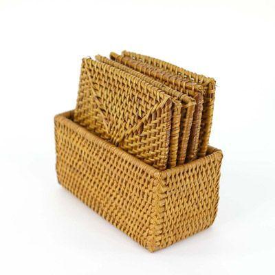 コースター おしゃれ アジアン 四角形 カフェ 店舗 ホテル 旅館 アタ製 天然素材 バリ 雑貨 収納ケース付き アジア工房 2517 | ブランド登録なし | 01