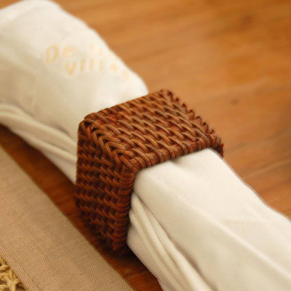 アジアン雑貨 アタとラタンで編まれた四角いナプキンリング アジア工房 2521 | ブランド登録なし | 02