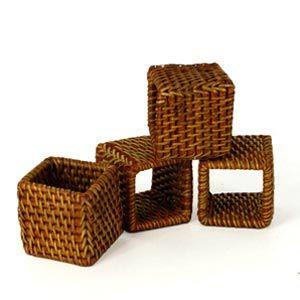 アジアン雑貨 アタとラタンで編まれた四角いナプキンリング アジア工房 2521 | ブランド登録なし | 03