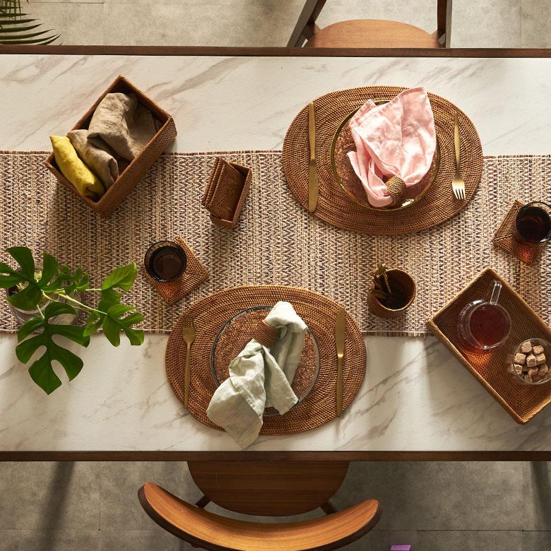 ランチョンマット ランチマット おしゃれ アジアン モダン エスニック ナチュラル アタ製 編み オーバル アジア工房 2605 | ブランド登録なし | 10