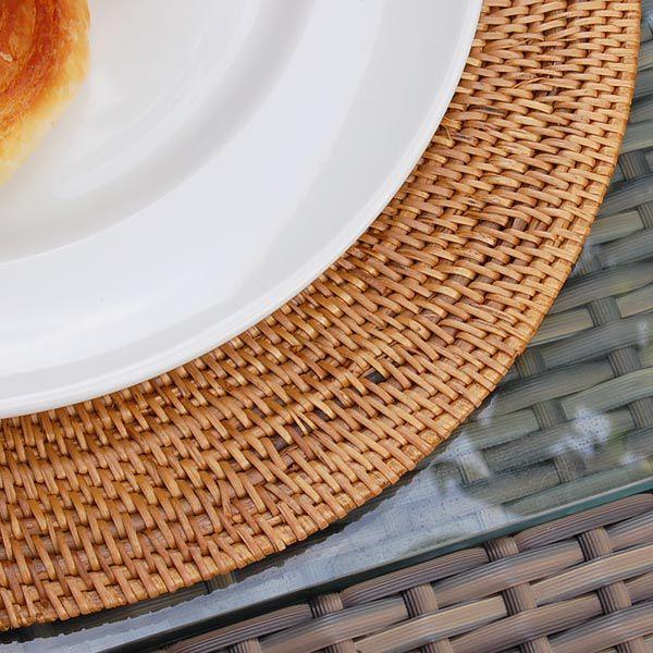 ランチョンマット プレースマット おしゃれ アジアン モダン エスニック ナチュラル アタ製 編み ラウンド 丸 アジア工房 2608 | ブランド登録なし | 02