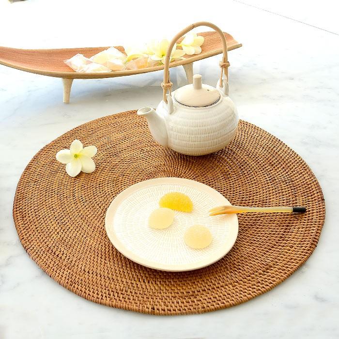 ランチョンマット テーブルウェア おしゃれ アジアン モダン ナチュラル アタ製 編み ラウンド 丸 アジアン雑貨 アジア工房 2610 | ブランド登録なし