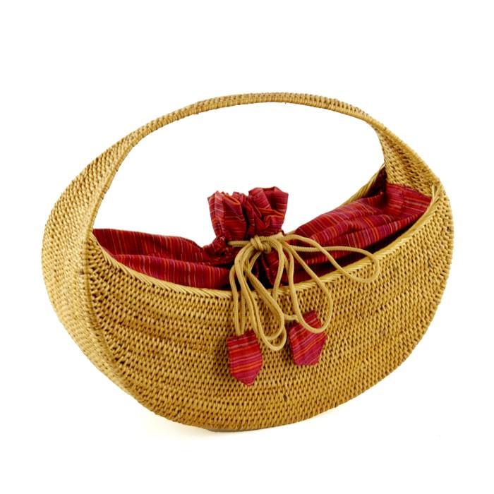 アタで編まれた アジアン カゴバッグ Gタイプ レッド色 かごバッグ おしゃれ トートバッグ カゴバッグ 夏 アジアンバッグ 春 カバン 2920 | ブランド登録なし | 01