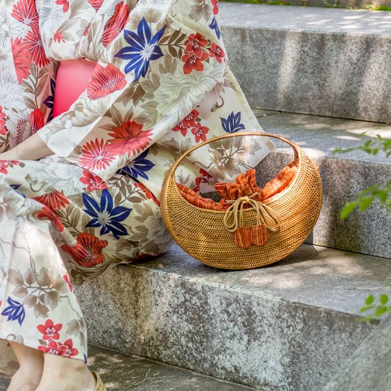 アタで編まれた アジアン カゴバッグ Gタイプ オレンジ色 かごバッグ おしゃれ トートバッグ カゴバッグ 夏 アジアンバッグ 春 カバン 2921 | ブランド登録なし | 06