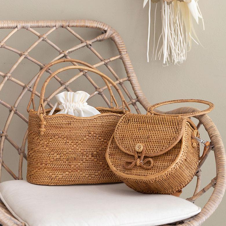 かごバッグ アタバッグ かご バッグ ハンドバッグ 約 W 25cm D 11cm H 16cm アタ手提げ トートバッグ おでかけ 浴衣 和装 アジアン 雑貨 2951 | ブランド登録なし | 12