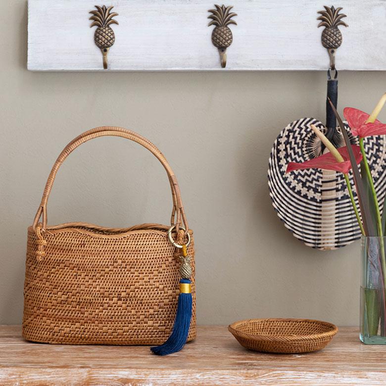かごバッグ アタバッグ かご バッグ ハンドバッグ 約 W 25cm D 11cm H 16cm アタ手提げ トートバッグ おでかけ 浴衣 和装 アジアン 雑貨 2951 | ブランド登録なし | 14