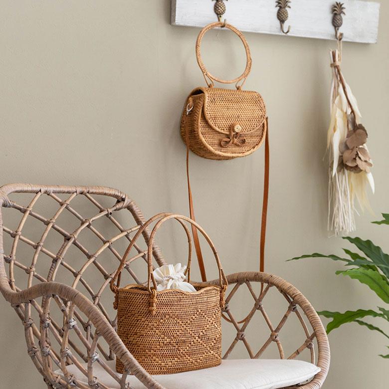 かごバッグ アタバッグ かご バッグ ハンドバッグ 約 W 25cm D 11cm H 16cm アタ手提げ トートバッグ おでかけ 浴衣 和装 アジアン 雑貨 2951 | ブランド登録なし | 16