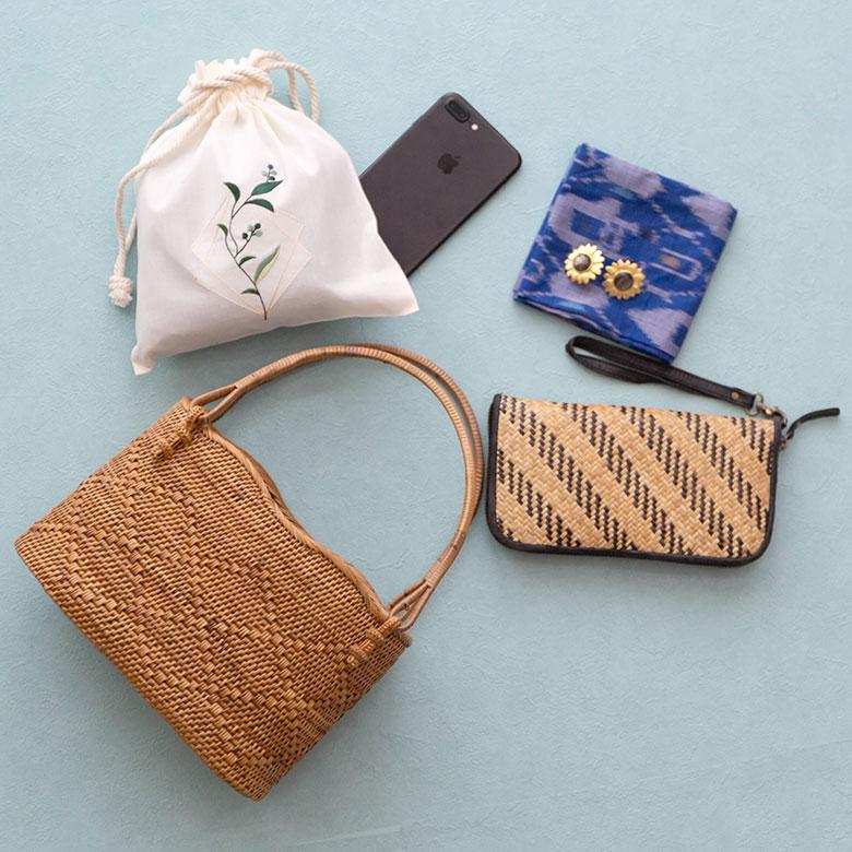 かごバッグ アタバッグ かご バッグ ハンドバッグ 約 W 25cm D 11cm H 16cm アタ手提げ トートバッグ おでかけ 浴衣 和装 アジアン 雑貨 2951 | ブランド登録なし | 03