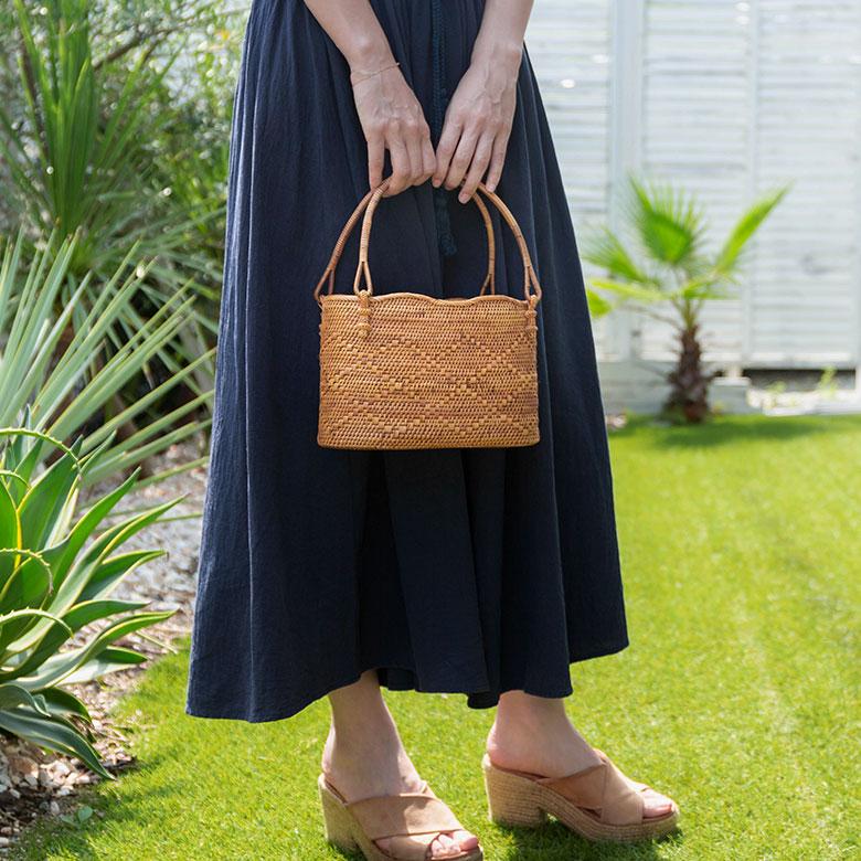 かごバッグ アタバッグ かご バッグ ハンドバッグ 約 W 25cm D 11cm H 16cm アタ手提げ トートバッグ おでかけ 浴衣 和装 アジアン 雑貨 2951 | ブランド登録なし | 08