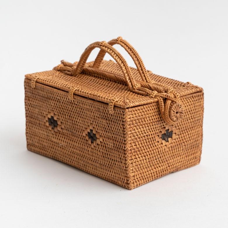 カゴバッグ コスメバッグ アタ製 アジアン バリ雑貨 蓋つき 間仕切りつき 収納ケース おしゃれ ナチュラル 2992 | ブランド登録なし | 14