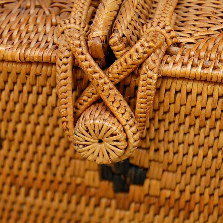 カゴバッグ コスメバッグ アタ製 アジアン バリ雑貨 蓋つき 間仕切りつき 収納ケース おしゃれ ナチュラル 2992 | ブランド登録なし | 09