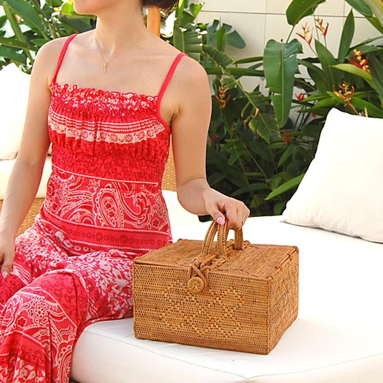カゴバッグ ランチバッグ バスケット 収納ケース 持ち手つき アタ製 アジアン バリ雑貨 ナチュラル おしゃれ 2993 | ブランド登録なし | 16