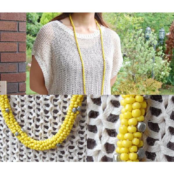 ナワビーズのロングネックレス イエロー 30210 | ブランド登録なし | 01