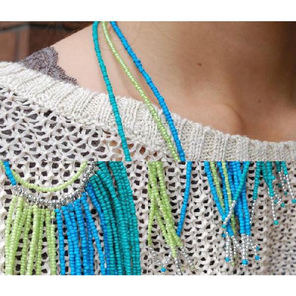 ターコイズカラーのコントラストがエスニックテイストなロングネックレス 30222 | ブランド登録なし | 01