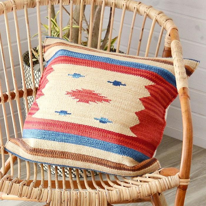 クッションカバー 45×45 おしゃれ 正方形 インド綿 コットンキリム インテリア クッション カバー モダン アジアン エスニック 31001 | ブランド登録なし