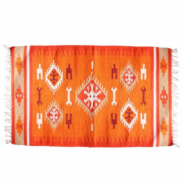 玄関マット 室内 おしゃれ 60×90cm ラグ マット キリム インド綿 民族 エスニック ネイティブ オルテガ Gタイプ 31130 | ELEMENTS（インテリア） | 01
