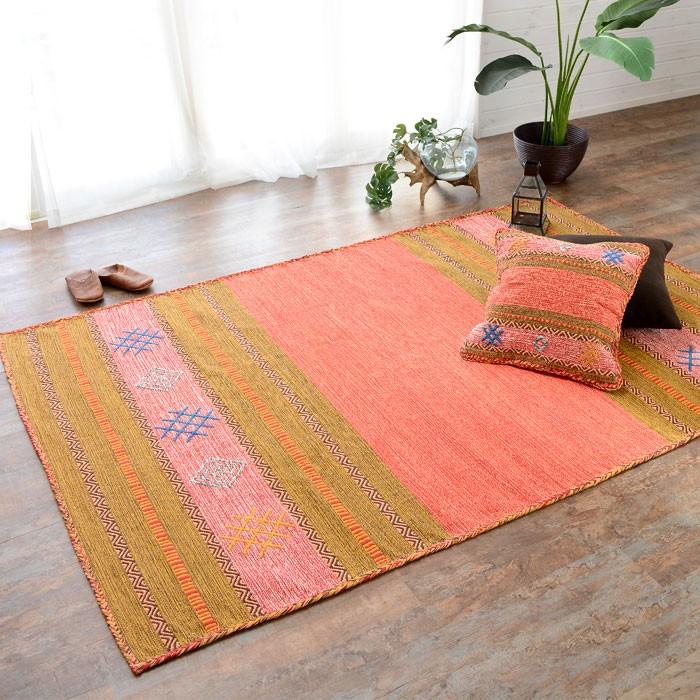 ラグマット キリムラグ コットンキリム ラグ カーペット おしゃれ 長方形 140×200cm Eタイプ インド綿 エスニック ネイティブ 民族 31210 | ブランド登録なし