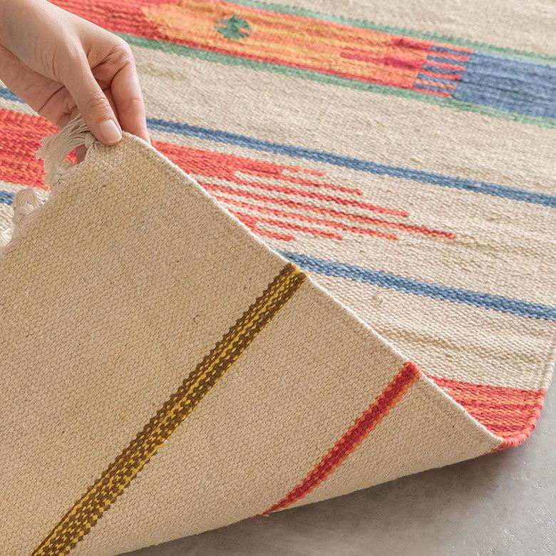 ラグマット ラグ カーペット キリムラグ コットンキリム おしゃれ 200×200cm Aタイプ インド綿 オルテガ ネイティブ 民族 31300 | ELEMENTS（インテリア） | 17