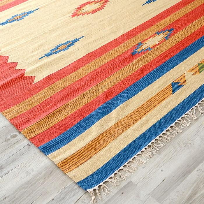 ラグマット ラグ カーペット キリムラグ コットンキリム おしゃれ 200×200cm Bタイプ インド綿 オルテガ ネイティブ 民族 31301 | ELEMENTS（インテリア） | 02