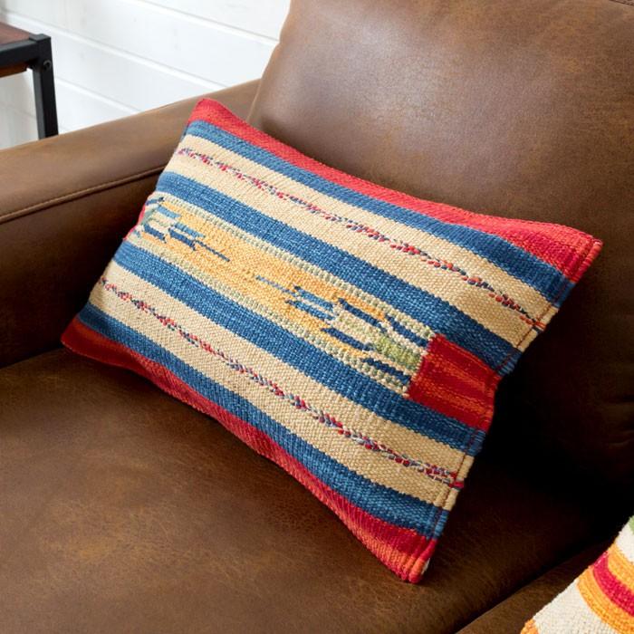 クッションカバー コットンキリム インド綿 約30×50cm おしゃれ 長方形 コットン 綿100 ネイティブ 民族 オルテガ モダン アジアン C 31502 | ブランド登録なし