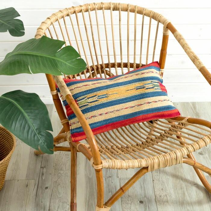 クッションカバー コットンキリム インド綿 約30×50cm おしゃれ 長方形 コットン 綿100 ネイティブ 民族 オルテガ モダン アジアン C 31502 | ブランド登録なし | 01