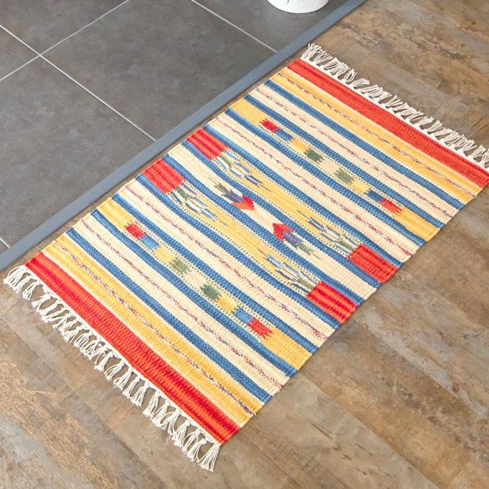 玄関マット 室内 おしゃれ 50×80cm ラグ マット キリム インド綿 オルテガ エスニック ネイティブ 民族 Cタイプ 31602 | ブランド登録なし