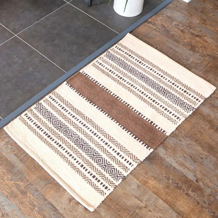 玄関マット 室内 おしゃれ 50×80cm ラグ マット キリム インド綿 オルテガ エスニック ネイティブ 民族 Fタイプ 31620 | ELEMENTS（インテリア）