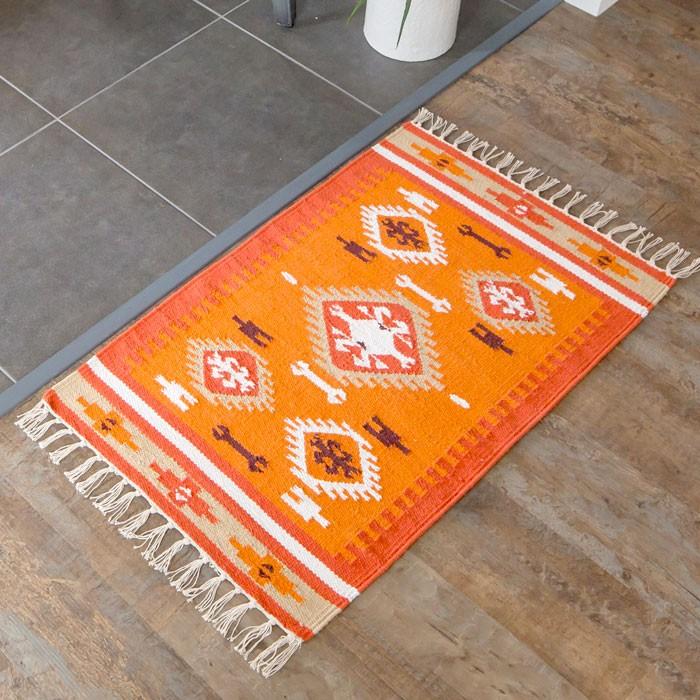 玄関マット 室内 おしゃれ 50×80cm ラグ マット キリム インド綿 オルテガ エスニック ネイティブ 民族 Gタイプ 31630 | ブランド登録なし