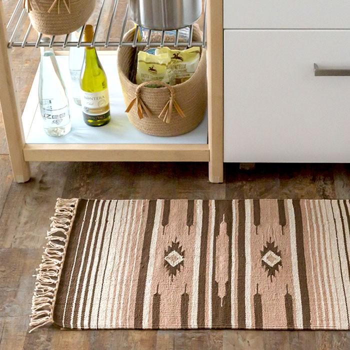 玄関マット 室内 おしゃれ 50×80cm ラグ マット キリム インド綿 オルテガ エスニック ネイティブ 民族 Iタイプ 31650 | ELEMENTS（インテリア） | 01