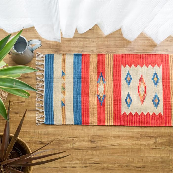 キッチンマット おしゃれ 玄関マット 45×120cm ラグ マット キリム インド綿 オルテガ エスニック ネイティブ 民族 Bタイプ キッチン用品 31701 | ブランド登録なし | 01
