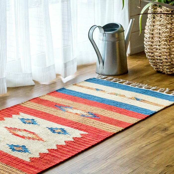 キッチンマット おしゃれ 玄関マット 45×120cm ラグ マット キリム インド綿 オルテガ エスニック ネイティブ 民族 Bタイプ キッチン用品 31701 | ブランド登録なし | 05