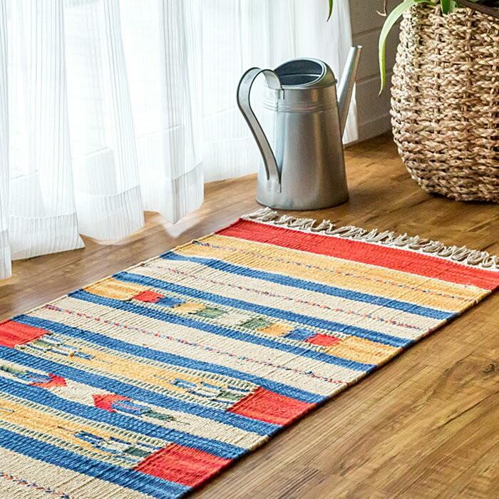 キッチンマット おしゃれ 玄関マット 45×120cm ラグ マット キリム インド綿 オルテガ エスニック ネイティブ 民族 Cタイプ キッチン用品 31702 | ブランド登録なし | 05