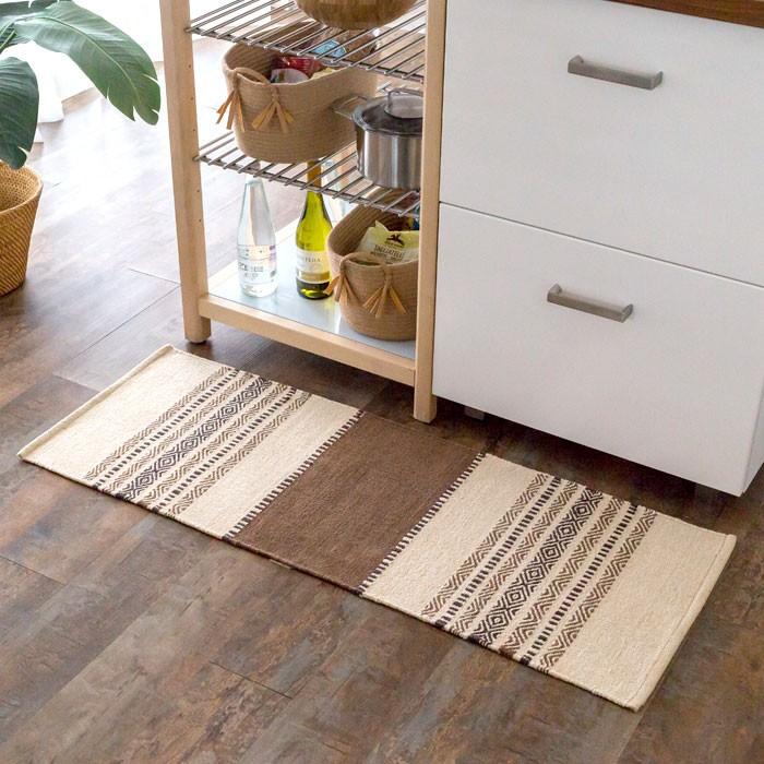 キッチンマット おしゃれ 玄関マット 45×120cm ラグ マット キリム インド綿 オルテガ エスニック ネイティブ 民族 Fタイプ キッチン用品 31720 | ブランド登録なし