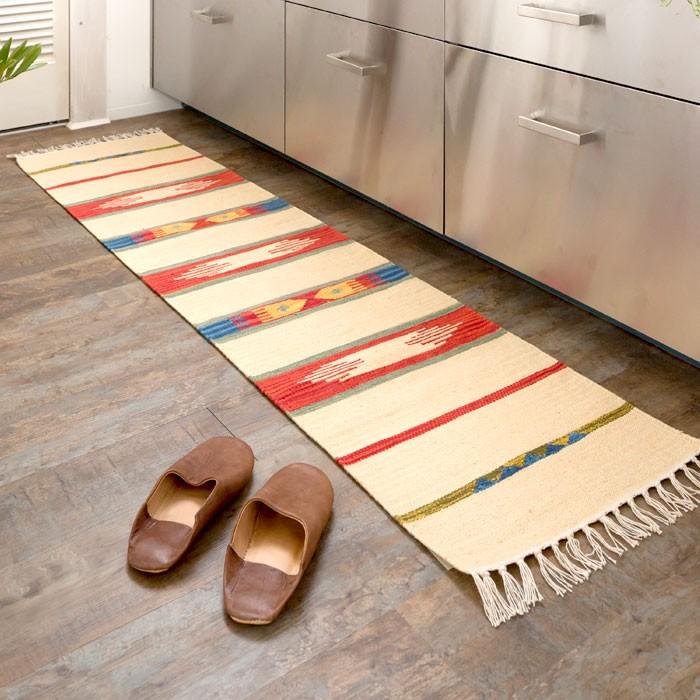キッチンマット おしゃれ 玄関マット 45×180cm ラグ マット キリム インド綿 ネイティブ 民族 オルテガ エスニック Aタイプ キッチン用品 31800 | ブランド登録なし