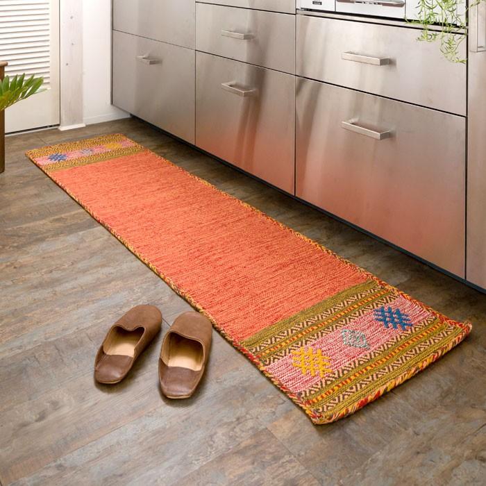 キッチンマット おしゃれ 玄関マット 45×180cm ラグ マット キリム インド綿 ネイティブ 民族 オルテガ エスニック Eタイプ キッチン用品 31810 | ブランド登録なし