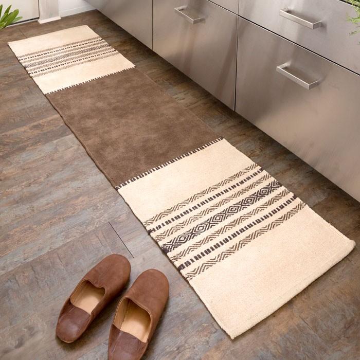 キッチンマット おしゃれ 玄関マット 45×180cm ラグ マット キリム インド綿 ネイティブ 民族 オルテガ エスニック Fタイプ キッチン用品 31820 | ELEMENTS（インテリア）