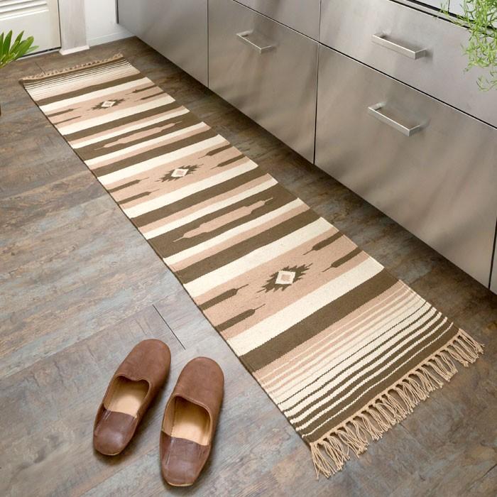 キッチンマット おしゃれ 玄関マット 45×180cm ラグ マット キリム インド綿 ネイティブ 民族 オルテガ エスニック Iタイプ キッチン用品 31850 | ELEMENTS（インテリア）
