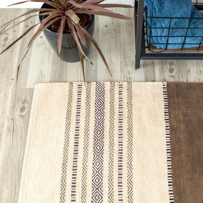 コットンキリムラグ ラグマット ラグ カーペット おしゃれ 長方形 100×140cm Fタイプ インド綿 オルテガ エスニック ネイティブ 31920 | ELEMENTS（インテリア） | 01