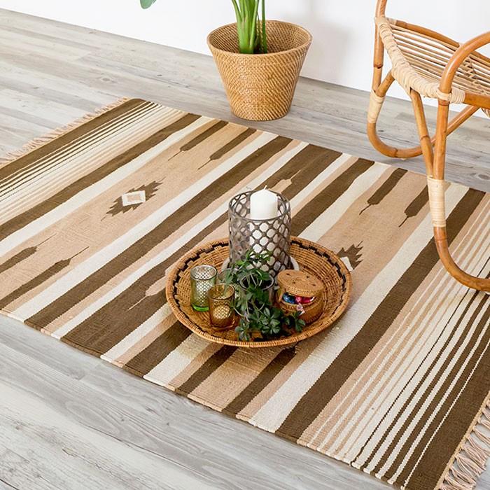 コットンキリムラグ ラグマット ラグ カーペット おしゃれ 長方形 100×140cm Iタイプ インド綿 オルテガ エスニック ネイティブ 31950 | ELEMENTS（インテリア） | 01