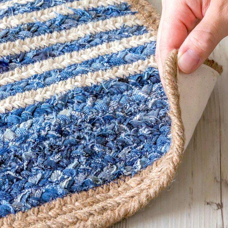 クッションカバー デニム 30×50cm おしゃれ 綿 麻 長方形 約30×50cm ブルー 青 ファブリック インド製 手織り 西海岸 男前 32100 | ブランド登録なし | 04