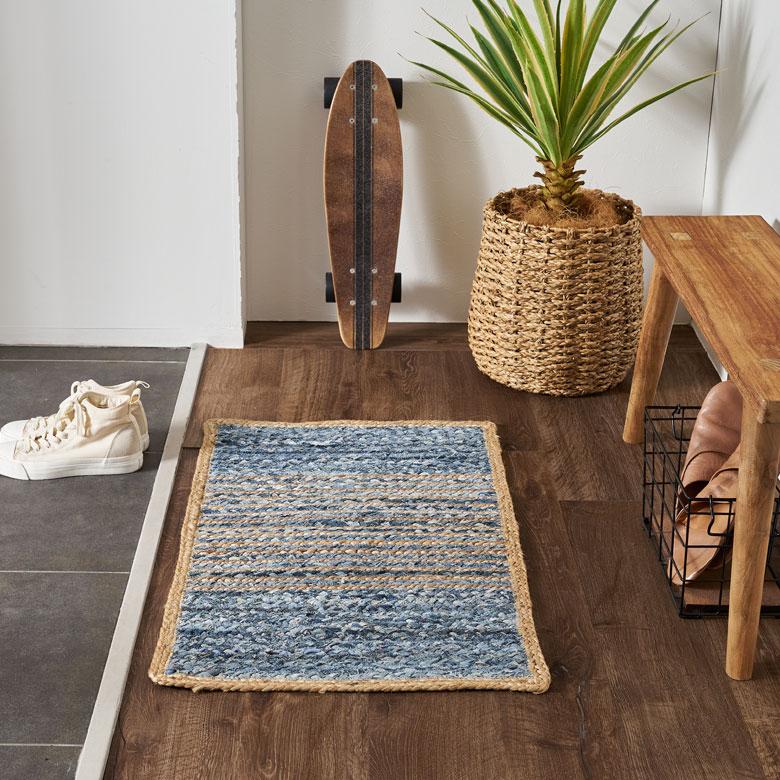 玄関 マット ラグ デニム 幅80cm 50×80 綿  麻 オール シーズン 春 夏 秋 冬 ヴィンテージ  厚手 ジーンズ アップサイクル おしゃれ 北欧 西海岸 32102 | ELEMENTS（インテリア） | 04